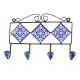 Navy Blue With White Leaf Ceramic Tiles Hook 